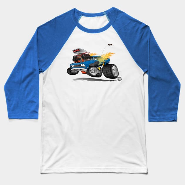 69 GTX Flames Baseball T-Shirt by Goin Ape Studios